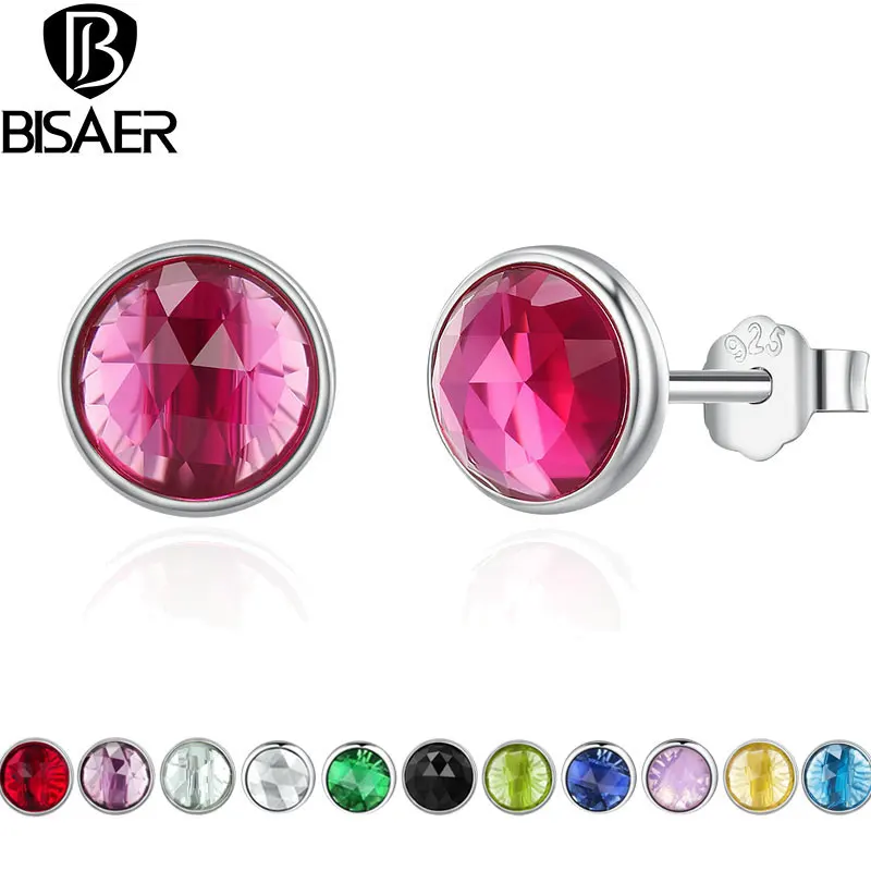 Bijoux,, 925 пробы, серебряные, с камнем рождения, капли, Forever Circle, маленькие серьги-гвоздики для женщин, Стерлинговое серебро, ювелирные изделия, brincos