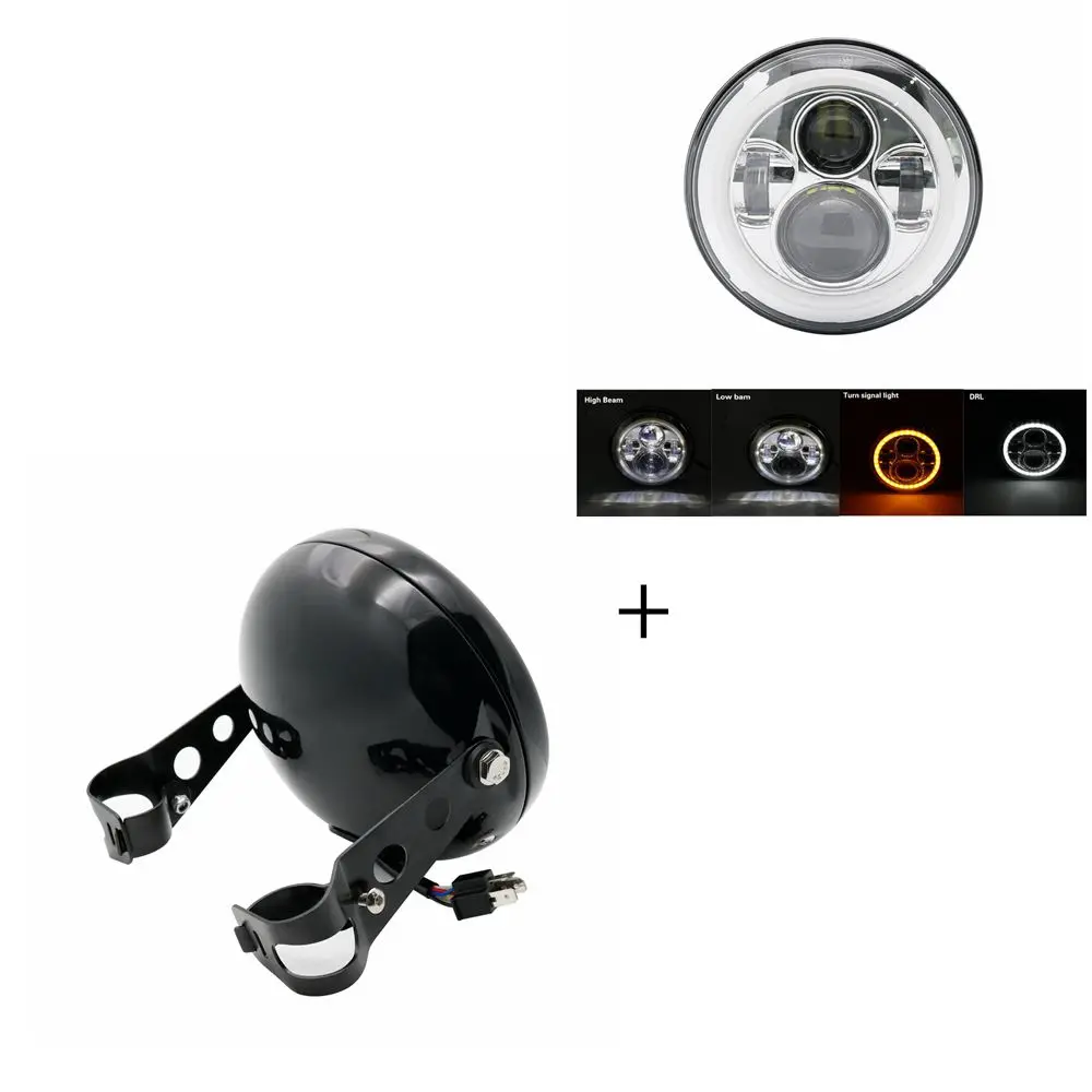 40W Chrome Halo ligh 7 дюймов DOT SAE E9 мотоцикл фары с углом глаз светодиодные фары 7 дюймов корпус ведро - Цвет: 40W Chrome Halo ligh