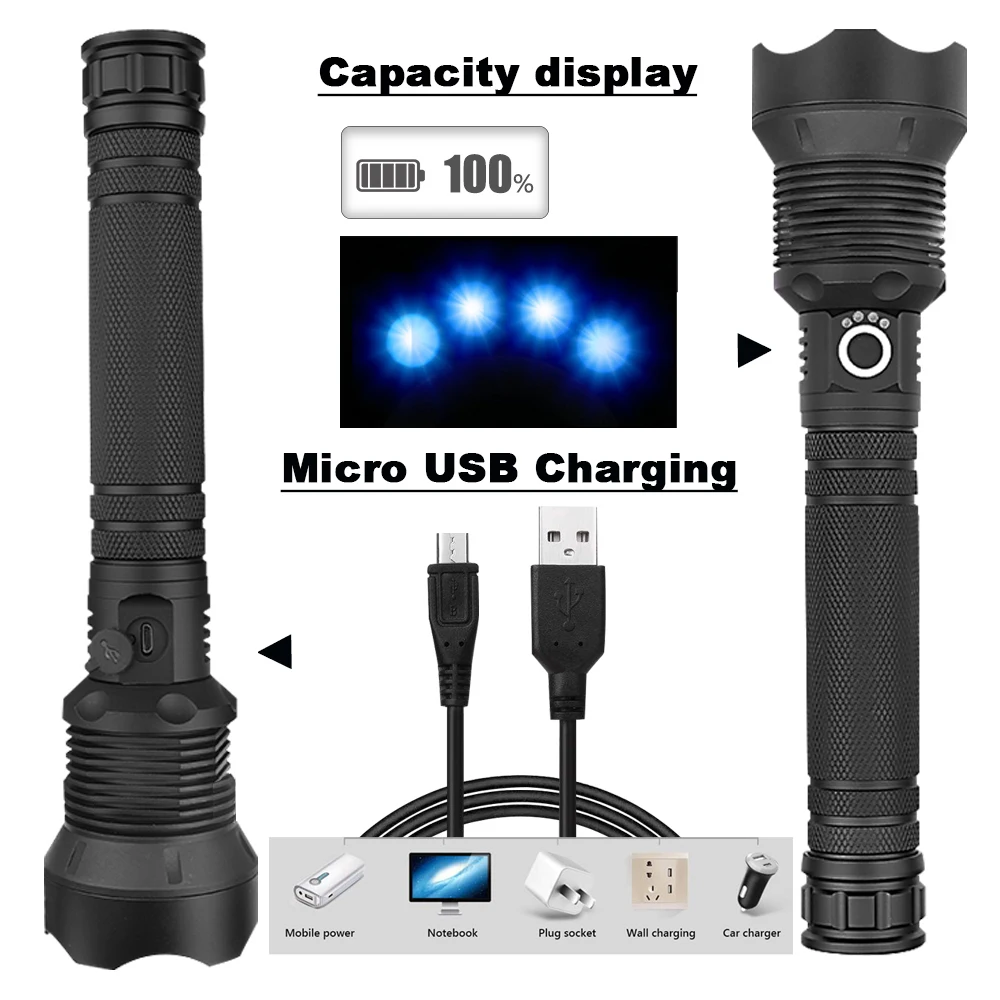 Тактический XHP70.2 светодиодный фонарик самый мощный XLamp XHP50 Перезаряжаемый USB Zoom фонарь XHP70 18650 26650 охотничий фонарь для самозащиты