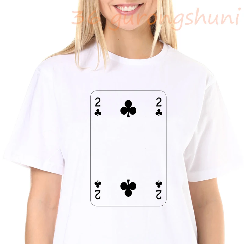 

Tops Playing Cards Number 2 Graphic T Shirts Tees Funny Poker Print Tshirt Card Goth T Shirt Women Aesthetic Clothes Streetwear