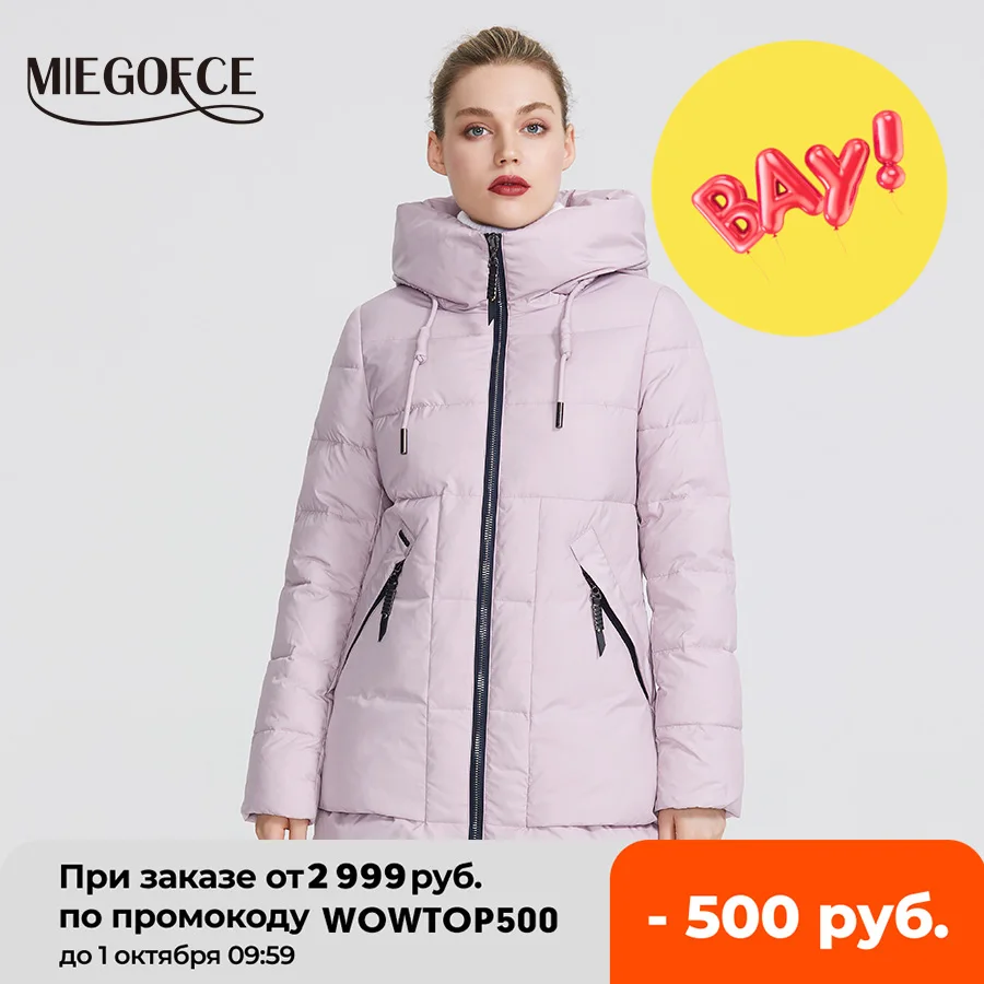 

Flash Deals MIEGOFCE Winter Women Collection Women Warm Jacket Made Real Bio Winter Jacket Windproof Stand-Up Collar With Hood