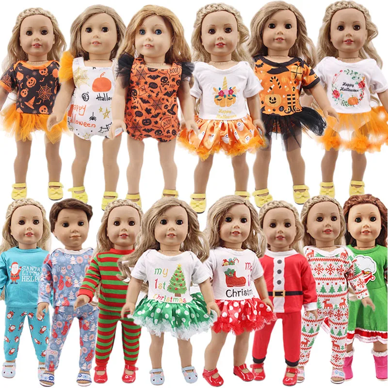 LUCKDOLL Christmas And Halloween New Clothe 18Inch American 43cmBabyDoll Clothes Accessories Girls Toys Generation Birthday Gift | Игрушки и