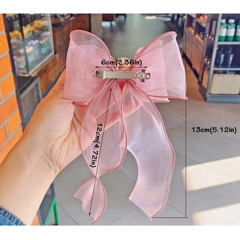 

1PC Fashion Iridescenr Top Clip Sweet Crown Hairclip Lace Ribbon Barrette Bow Hairpin For Girl Princess Baby Hair Accessories