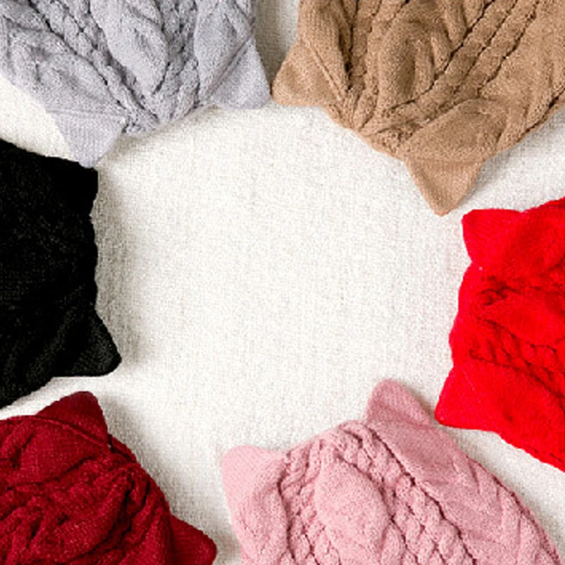 2Pcs/Set Baby Hats Scarf Knitted Wool Newborn Turban Beanie Warm Print Caps Soft Hat For Girls Boys Elastic Bonnet Autumn Winter | Детская