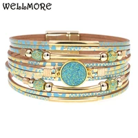 wellmore women bracelets bohemia bracelets fashion wrap bracelet leather bracelets for women female jewelry wholesale