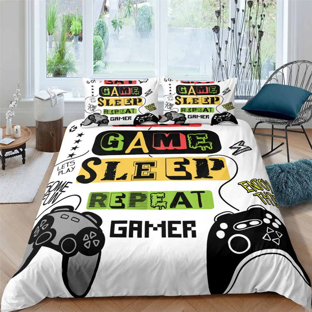 

Home Textile 3D Digital Printing Gamepad Bedding Set Queen Size Duvet Cover Modern Black White Bed Cover Set Bedclothes 2/3pcs