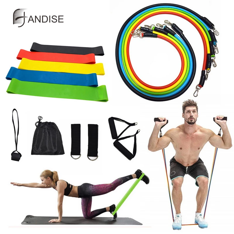 

100LBS Gym Home Fitness Equipment Resistance Band Latex Multifunctional Muscle Exercise 16PCS Set Yoga Pilates Pull Rope