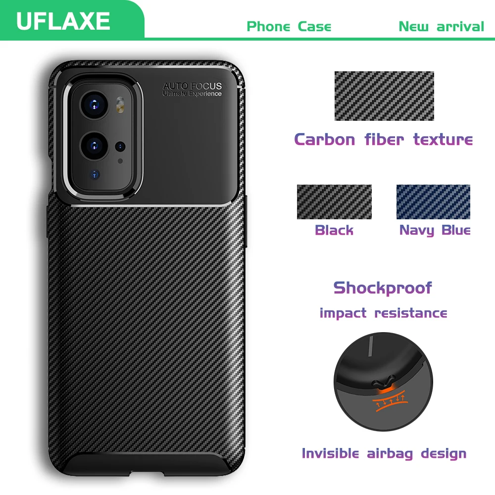 

Soft Silicone Case for OnePlus 9 Pro OnePlus 9RT 5G Carbon Fiber Texture Back Cover Shockproof Casing