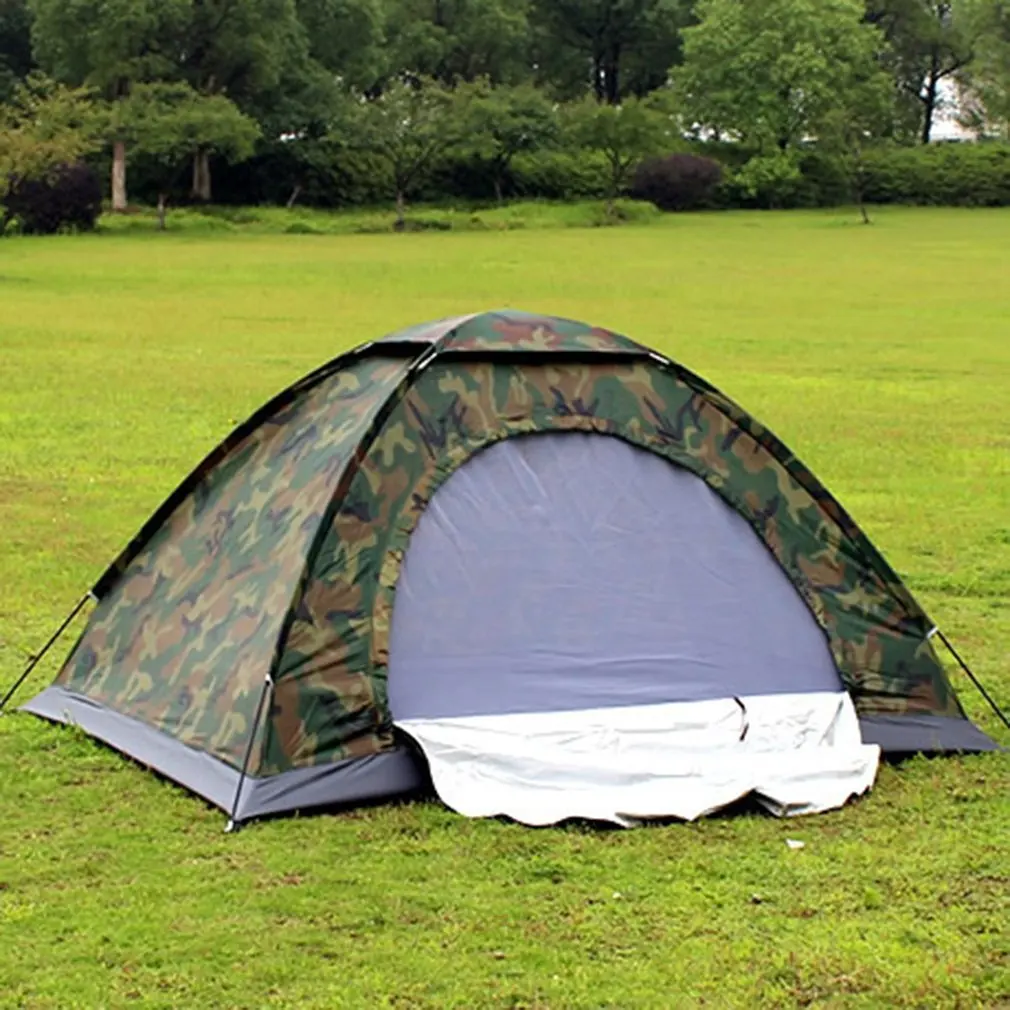 

Draagbare Outdoor Camping Dubbele Personen Tent Waterdicht Dirt-Proof Camouflage Opvouwbare Tent Voor Reizen Wandelen