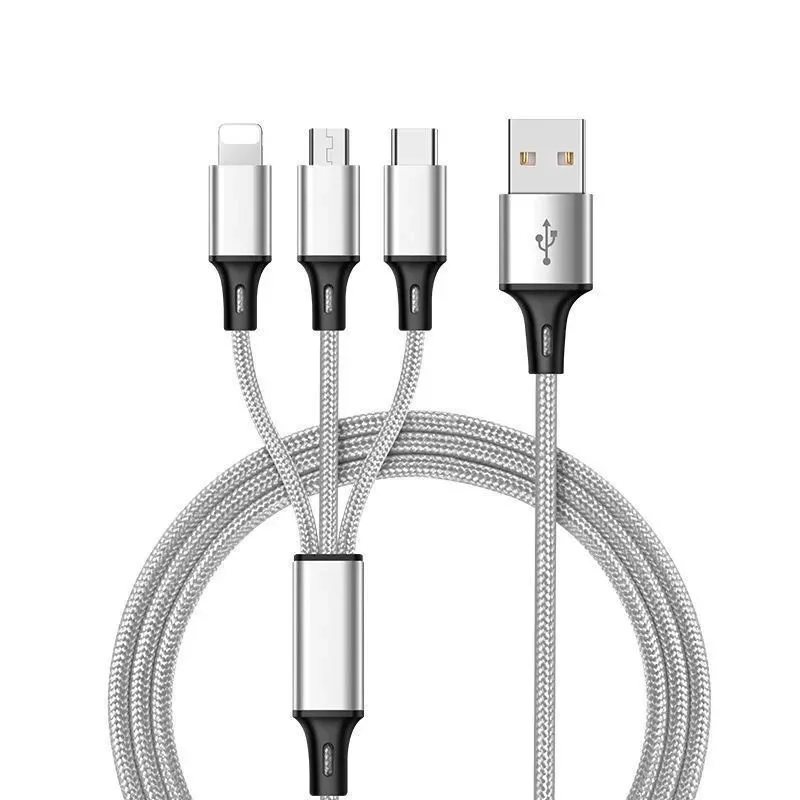 

Three in one charging cable is suitable for Android type-C braided fast charging one dragging three data cable