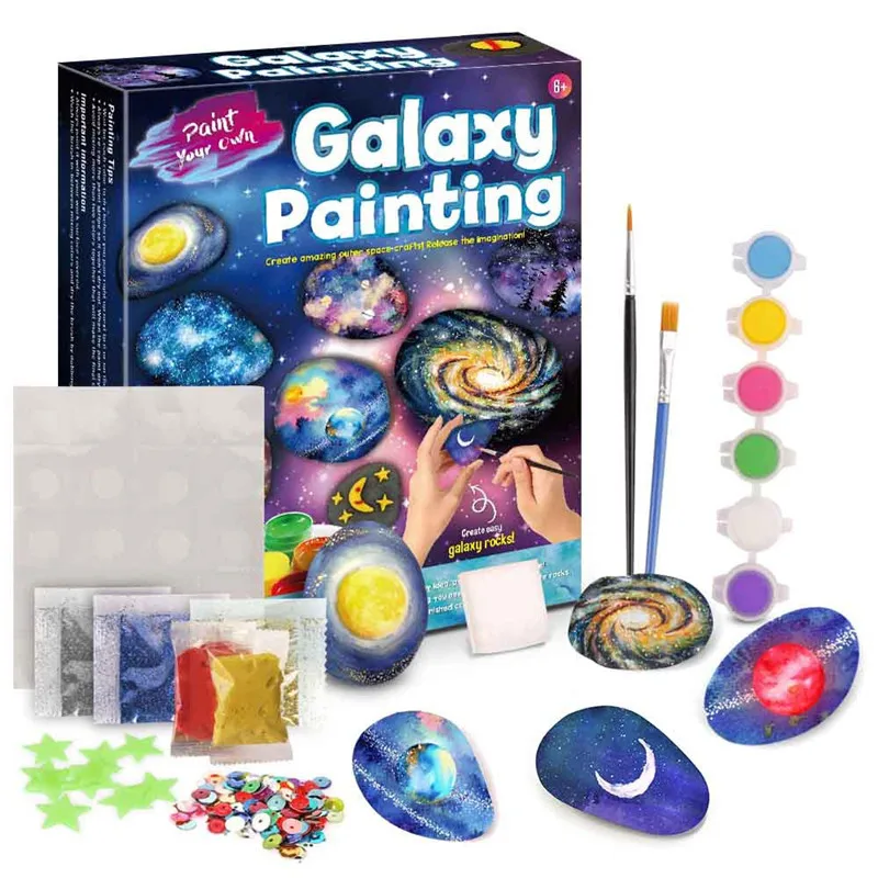 

Children's DIY creative graffiti painting galaxy pearlescent colorful stone painted toy