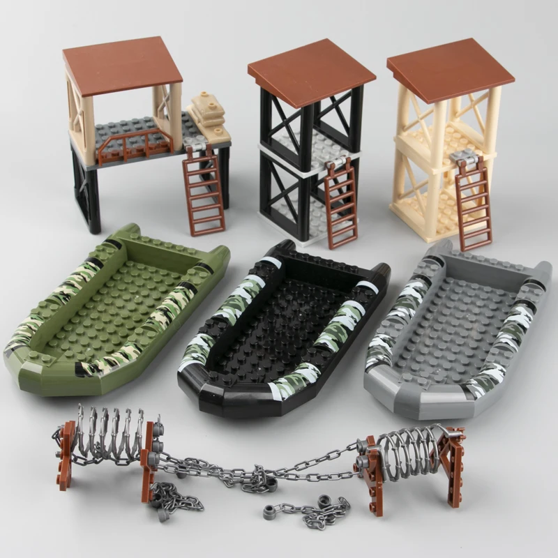 WW2 военные солидные строительные блоки для оружия лодка город дерево завод Часть