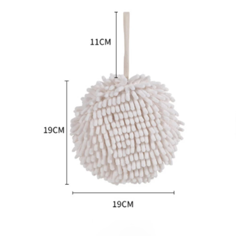 

Hand Towel Kitchen Bathroom Soft Plush Chenille Hanging Towel Quick-Drying Towel with Loop Washable Dryable Ball Towels For Hand