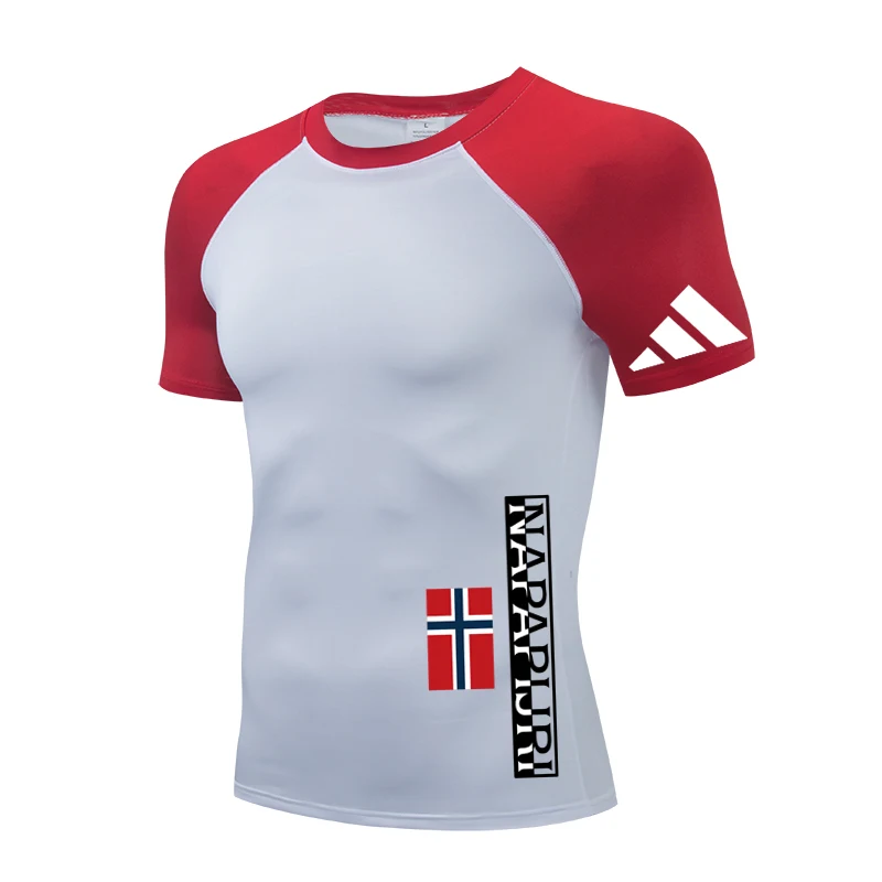 

Spring and summer new youth sports men's compression elastic fast drying gym sports running fitness short sleeve T-shirt