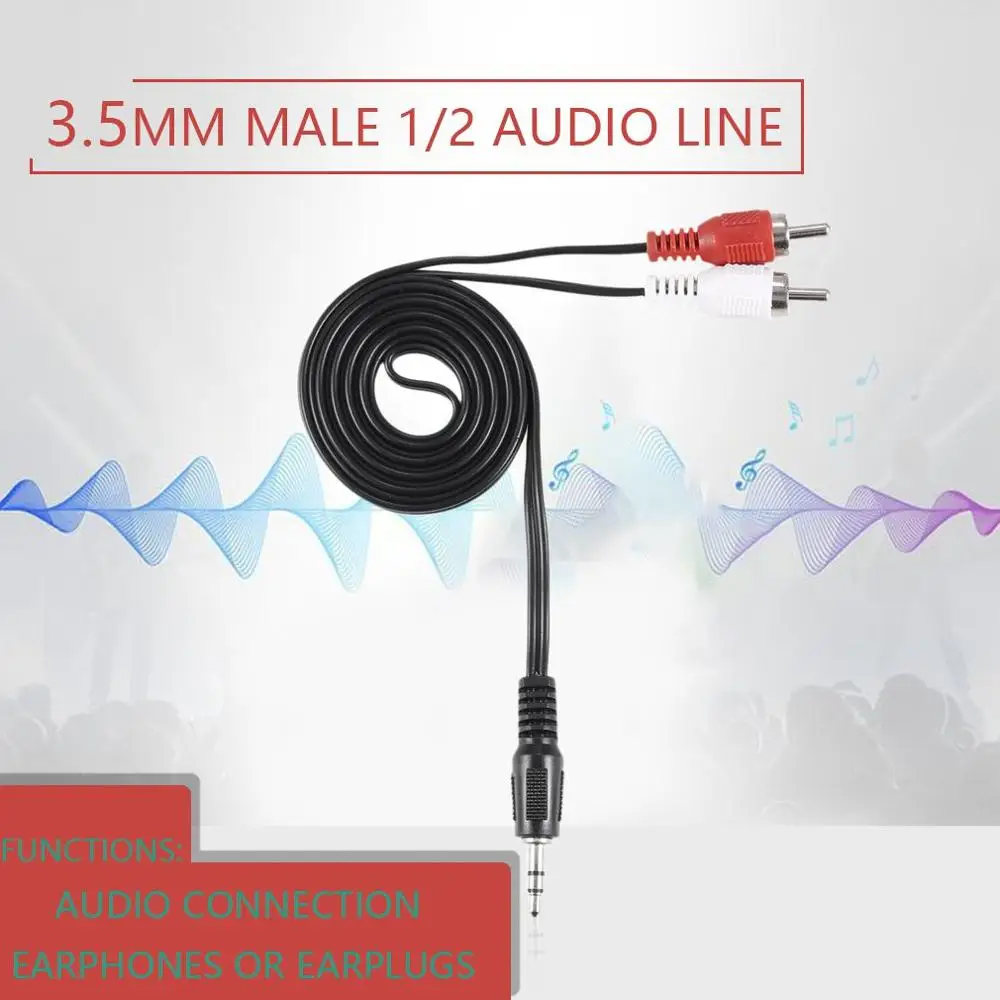 Новый 1/8 дюймов 3 5 мм штекер Джек на 2 RCA Мужской стерео аудио наушники Fone de ouvido sem FIO