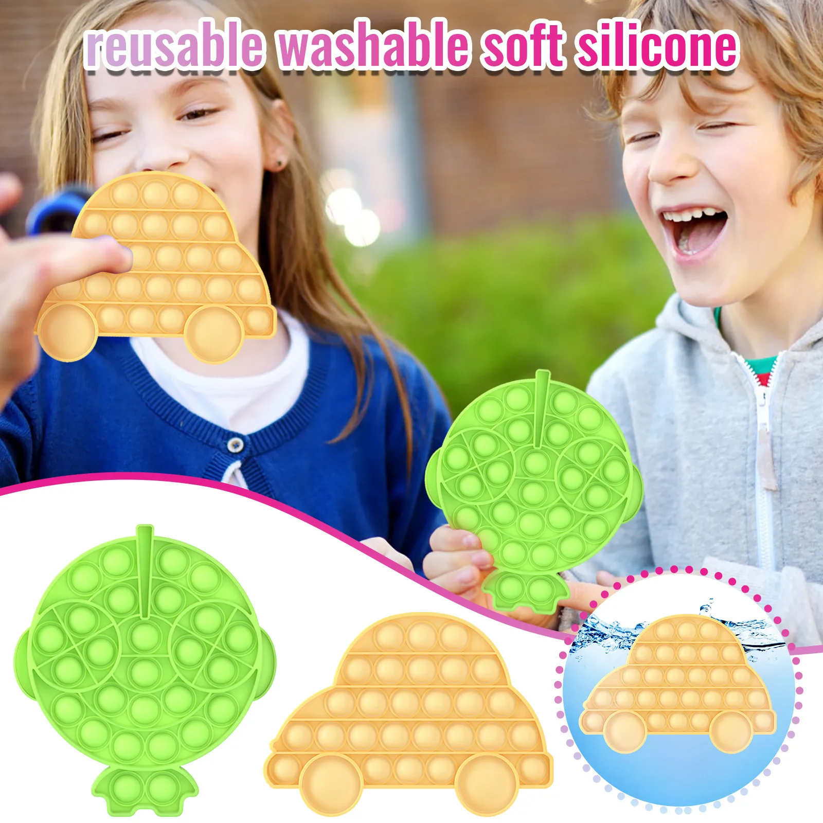 

2PCS Bubble Fidget Sensory Toy, Silicone Stress Reliever Toy For Kids Pack Fidget Sensory Toy Set Cartoon Birthday Xmas Gift