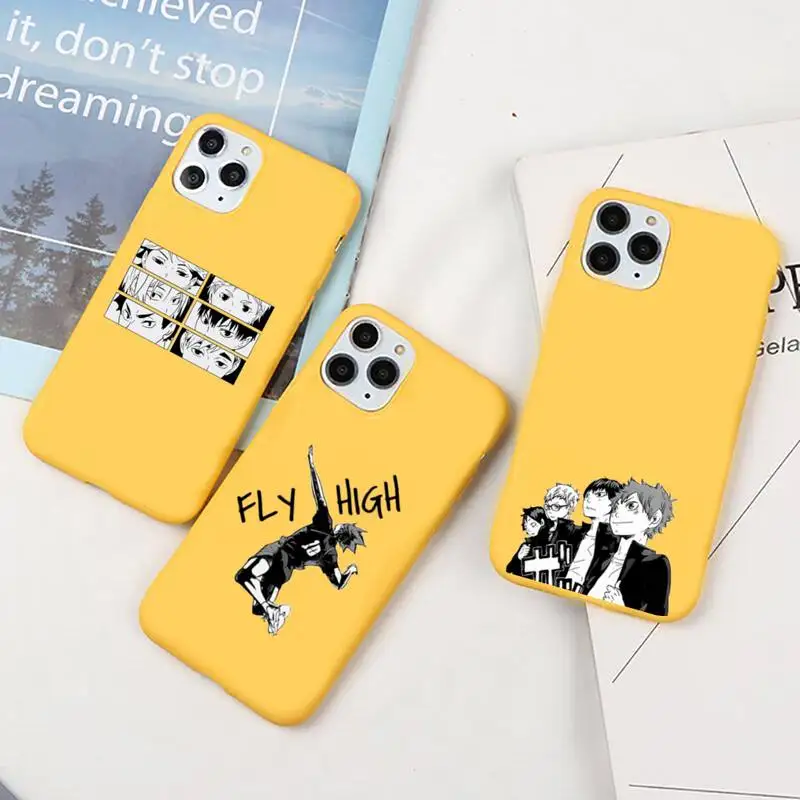 

Haikyuu volleyball anime Phone Case Candy Color for iPhone 6 7 8 11 12 s mini pro X XS XR MAX Plus