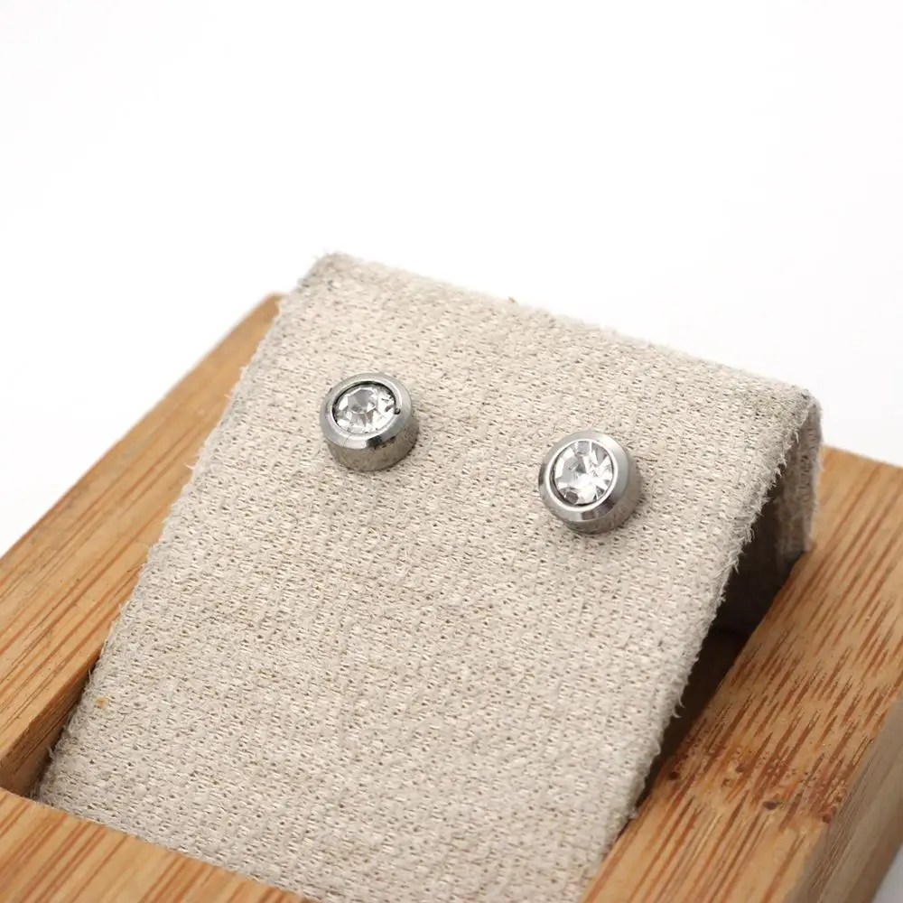 8Seasons 304 Stainless Steel Ear Post Stud Earrings Silver Color Round Clear Cubic Zirconia 4mm/6mm/8mm Dia Simple Jewelry 1Pair | Украшения