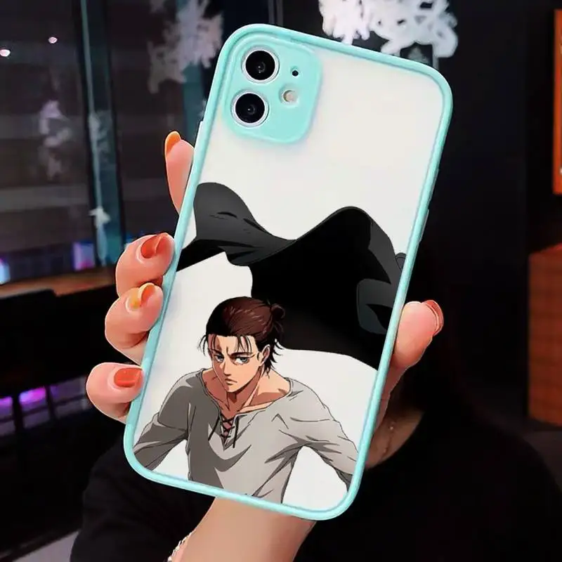 

Attack On Titan Eren Jaeger anime Phone Cases matte transparent For iphone 7 8 11 12 plus mini x xs xr pro max cover
