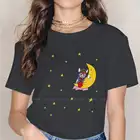 Arale Moon женские футболки с рисунком японской манги гранж винтажная Женская одежда оверсайз хлопковые топы с графическим рисунком