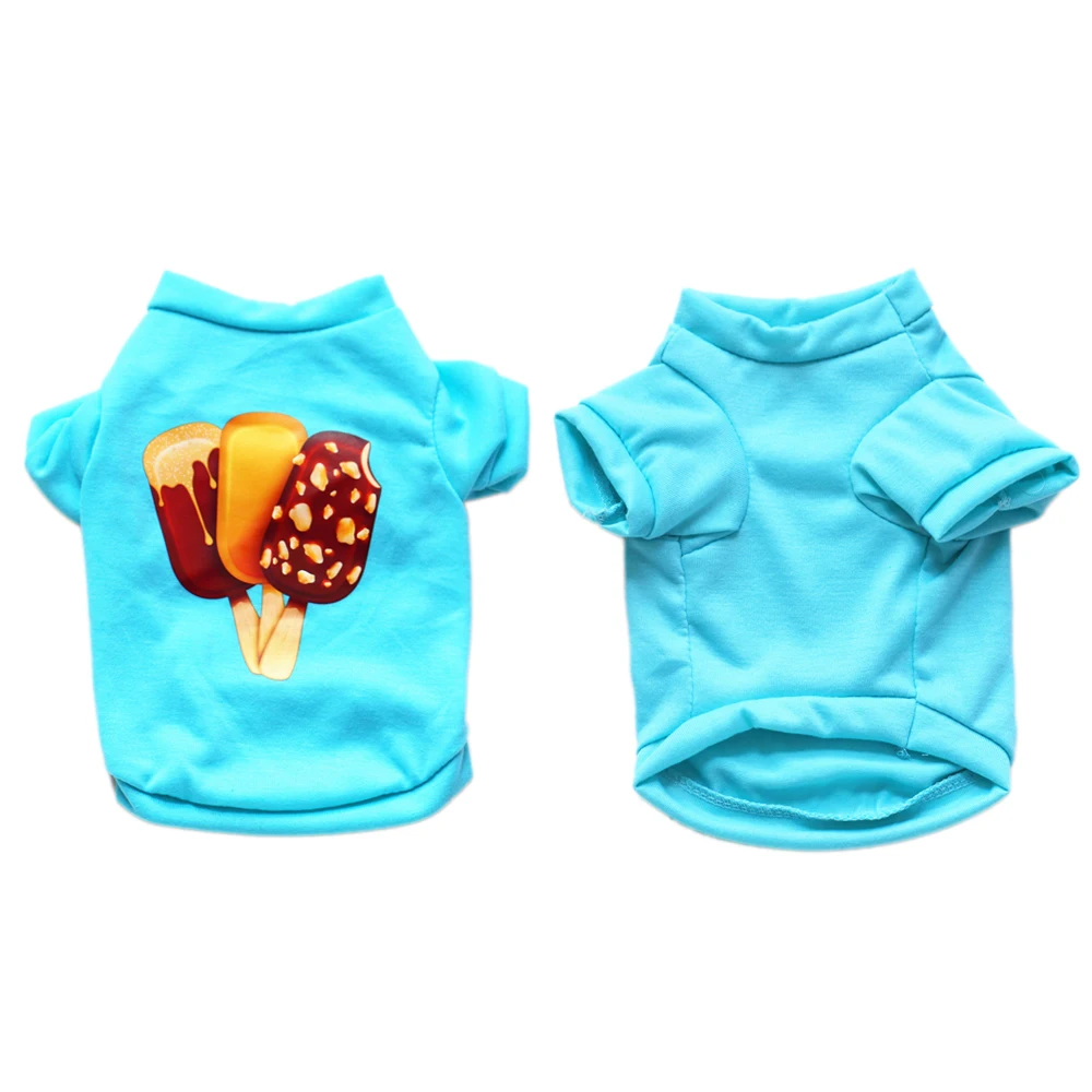 Милая синяя футболка с мороженым летняя майка для собак костюмы домашних