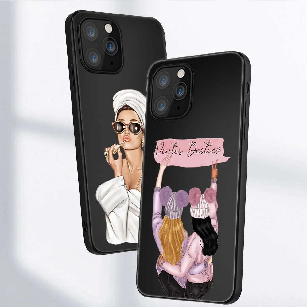 

Vogue Girl Mom Baby Phone Case For iPhone 11 12 Pro Max Mini Cover for iPhone X XR XS MAX 7 8 6S Plus 5 SE 2020 Soft TPU Fundas
