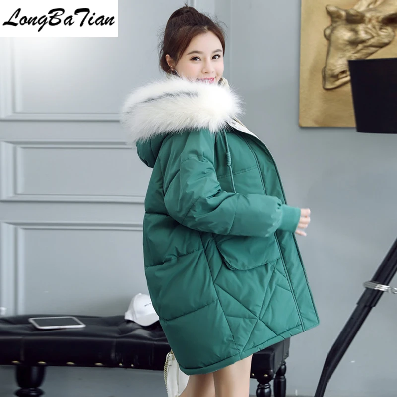 Женские пуховики Зимняя женская парка с капюшоном теплое новое пальто хлопковая