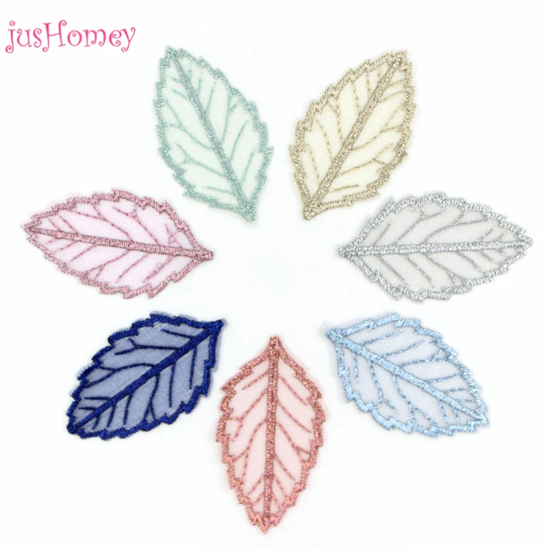 Шикарная шифоновая вышивка аппликация с листьями дерева искусственные нашивки