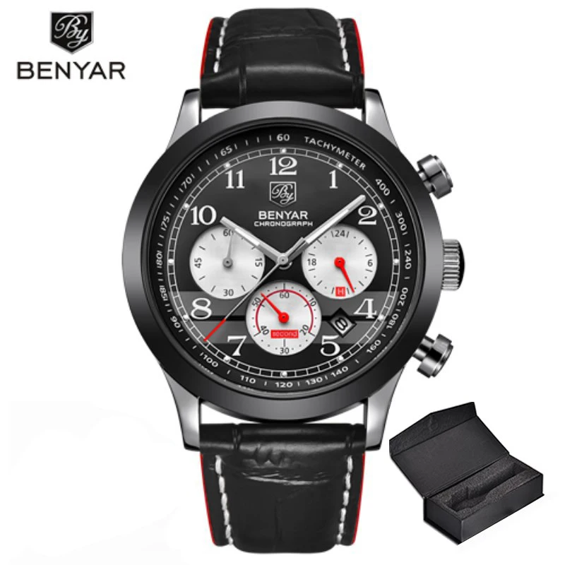 Часы Benyar мужские наручные кварцевые роскошные брендовые многофункциональные