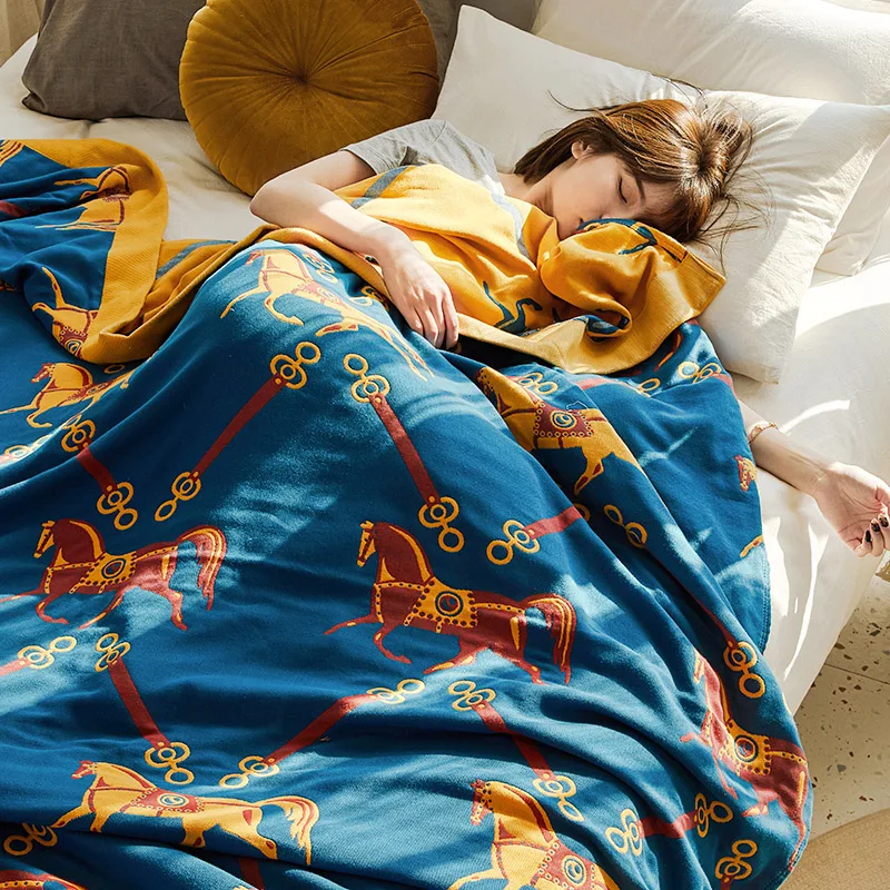 vender Estilo Boêmio Algodão Toalha Colcha Dupla Folha De Cama Capa Decorativa Sofá Nap Cobertor Seis Camada Gaze Ar Condicionado Colcha