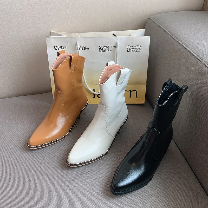 

Женские ботильоны с круглым носком, черные/белые/цвета хаки ботильоны из искусственной кожи на плоской подошве с боковой молнией, туфли-лод...