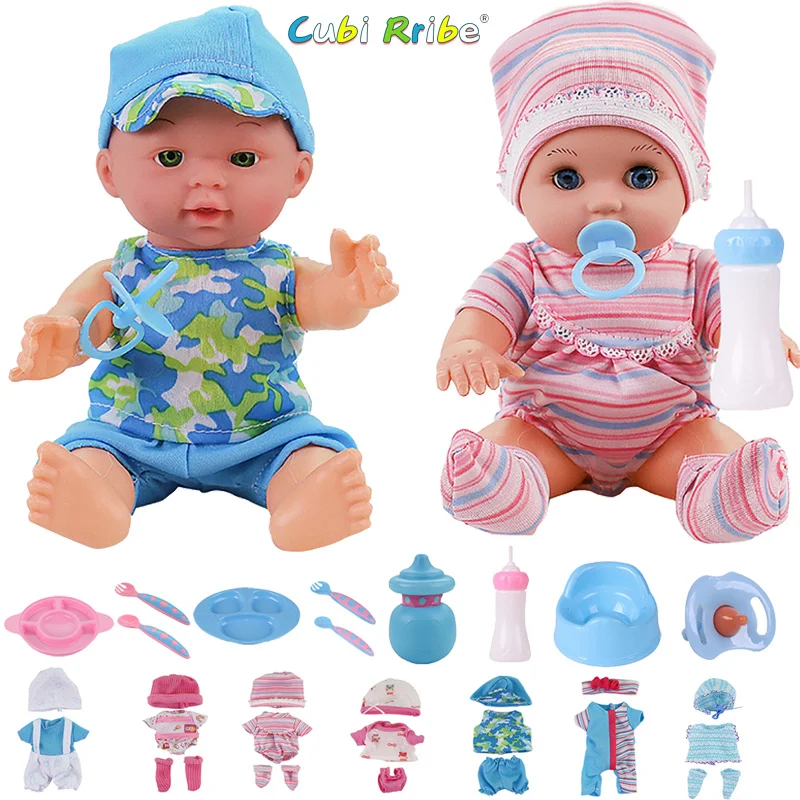 3D с голубыми глазами перерожденные куклы младенцы набор 25 см пластиковые детские