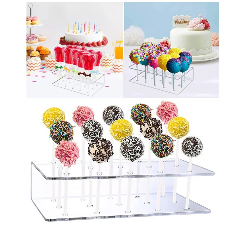 

1Pc Acrylic Lollipop Holder Rectangle Shape Double Layer Acrylic Acrylic Cake Pop Stand Display Lollipop Stand for Wedding