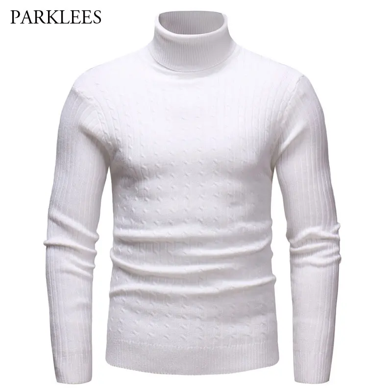 Мужской трикотажный свитер с воротником хомутом однотонный|Джемперы| |