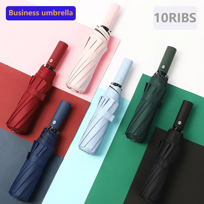 

Portable Business Umbrella Auto Open/Close Travel Windproof 10Ribs Folding Parasol Men Women Windy Sunny Or Rainy To Use