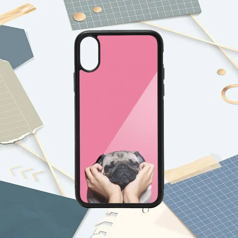 

Pug dog cute cartoon animal Phone Case PC for iPhone 11 12 pro XS MAX 8 7 6 6S Plus X 5S SE 2020 XR