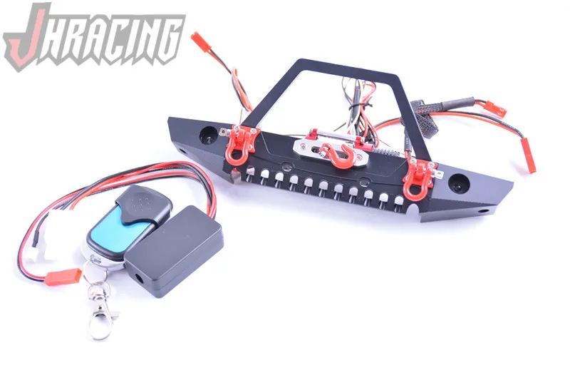 Simulated front bumper with remote control electric winch and fog light for 1/10 TRAXXAS TRX4 D90 D110 Axial SCX10 90046