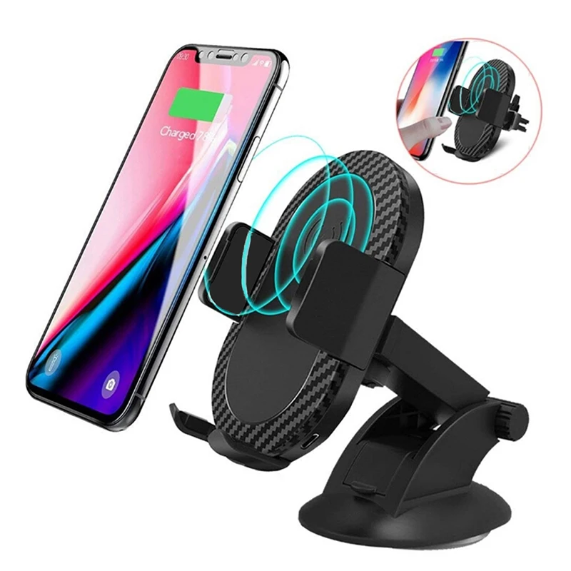 

1pc Car Mount Qi Wireless Charger for Iphone 8/8Plus/X/XR/XS/XS Max Mobile Phone Holder Stand Car Phone Holder