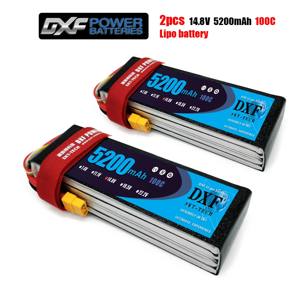 

Литий-полимерная батарея DXF 4S 14,8 в 5200 мАч 100C-200C, 4S XT60 T Deans XT90 EC5 для FPV дрона, самолета, автомобиля, гоночного грузовика, лодки, запчасти для ради...