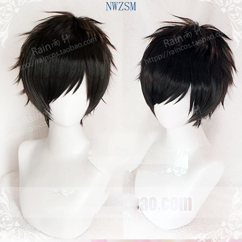 

YURI!!! on ICE Katsuki Yuri Black Wig Cosplay Pale hair Slicked-back Cosplay Hair Cap Costume+hairnet