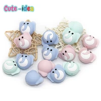 cute idea 10pcs silicone elephant head beads teething chewable pacifier chain rodent accessories diy teether baby product pearl