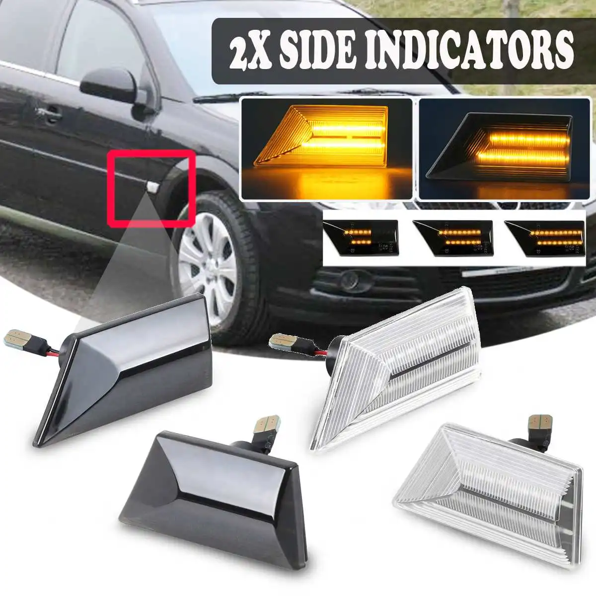 

Pair LED Dynamic Side Marker Lights Turn Signal Light Lamp For Opel Vectra C 2002-2008 Signum 2003-2008 Side Repeater Lights