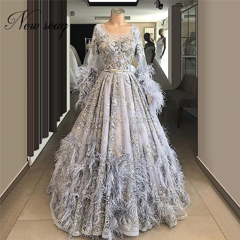 Платья для выпускного Puffy Feathers Dubai Celebrity Vestidos, индивидуальный пошив, новинка 2020 года, вечернее платье, украшенное бисером, вечеринки для девочек Ближнего Востока.