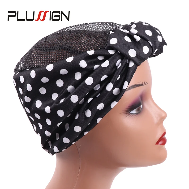 Plussign Headband Wig Cap For Crochet Braid Breathable Big Hole Crochet Wig Caps With Flower Headband Wig Making Base 1Pcs/Lot