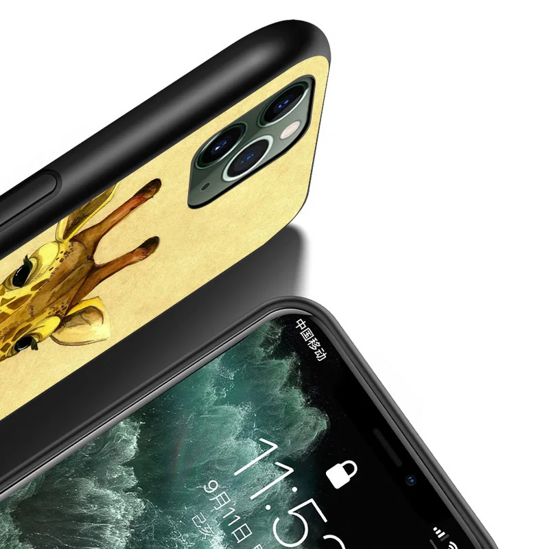 

Cute Cartoon Giraffe For Apple iPhone 12 Mini 11 XS Pro Max XR X 8 7 6 6S Plus 5 5S SE 2020 Black Phone Case