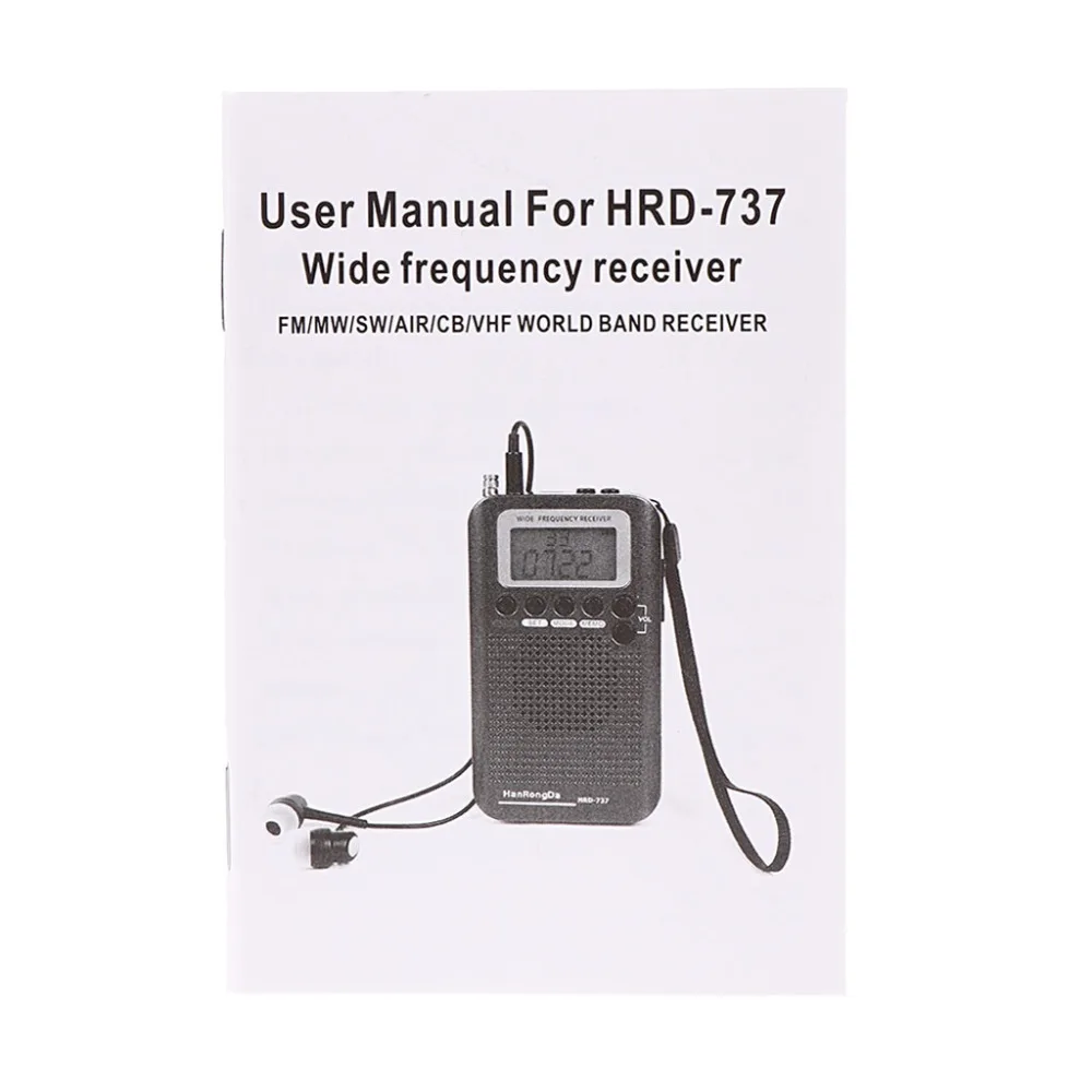 HRD-737 цифровой ЖК-дисплей полный диапазон радио портативный FM/AM/SW/CB/Air/VHF World Band стерео приемник радио с будильником
