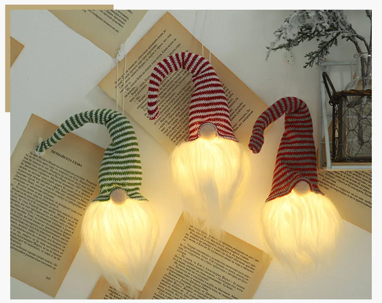 

Christmas Tree Hanging Light Luminous Dolls Ornaments Pendant For Holiday Home Xmas Bar Shop Decor