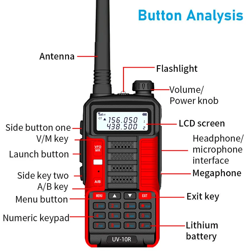 Baofeng New Professional Walkie Talkie UV 10R 30km Long Range 128 Channels VHF UHF Dual Band Two Way CB Ham Radio UV-10R | Мобильные