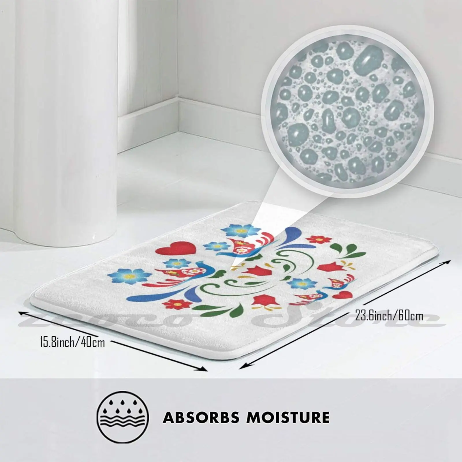Мягкий коврик для прихожей с птицами и цветами нескользящий поглощения воды в