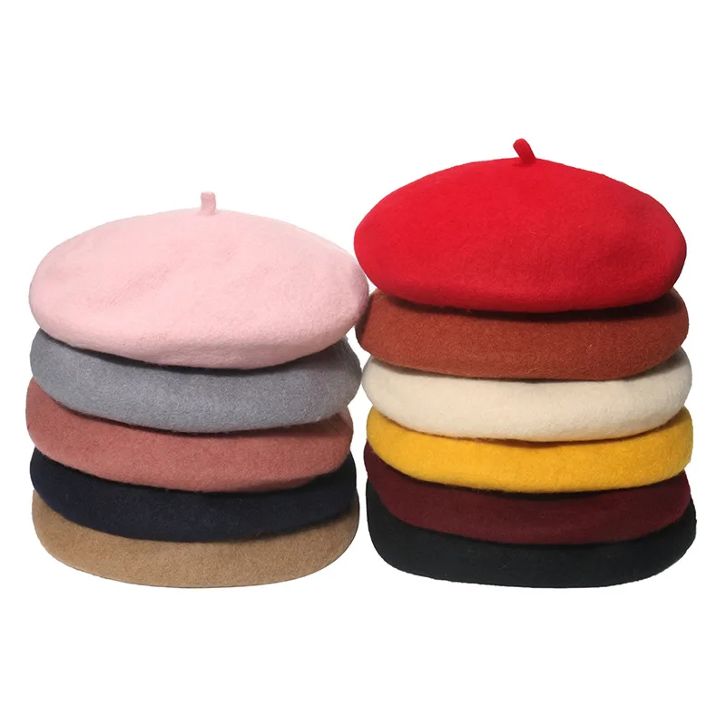 

Плотный теплый шерстяной берет, шапка для девушек и женщин, повседневная винтажная шапка с изображением круглой тыквы, кепки